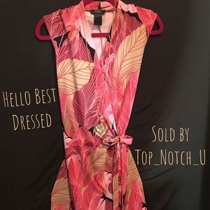 Pink Summer Floral Sleeveless Wrap Dress